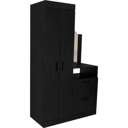 TUHOME Ropero Cómoda Praga 3 Puertas 1 Cajón Y Espejo