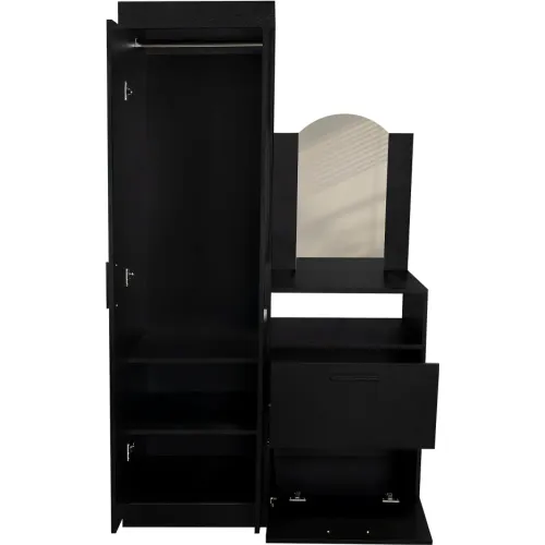 TUHOME Ropero Cómoda Praga 3 Puertas 1 Cajón Y Espejo