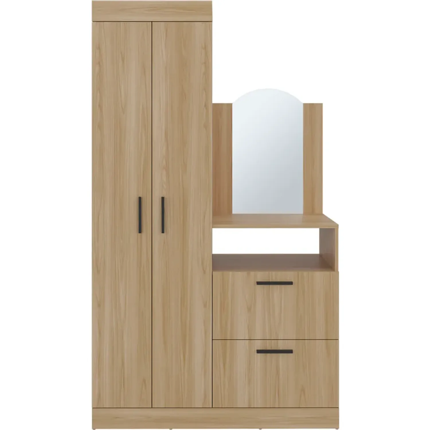 Ropero Tuhome Cómoda Praga 3 Puertas 1 Cajón Y Espejo color fresno | Platanitos