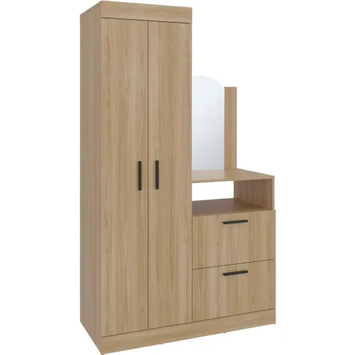 TUHOME Ropero Cómoda Praga 3 Puertas 1 Cajón Y Espejo