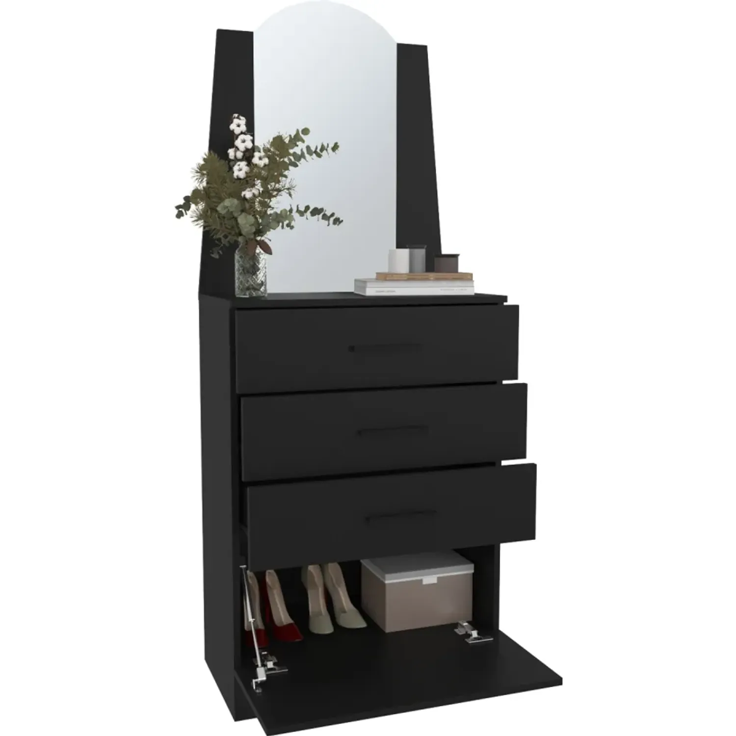 Cómoda Tuhome Praga 3 Cajones 1 Puerta Abatible color wengue | Platanitos