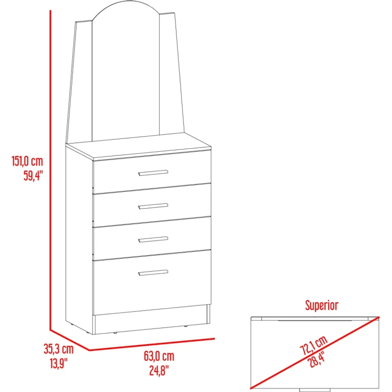 Cómoda Tuhome Praga 3 Cajones 1 Puerta Abatible color wengue | Platanitos
