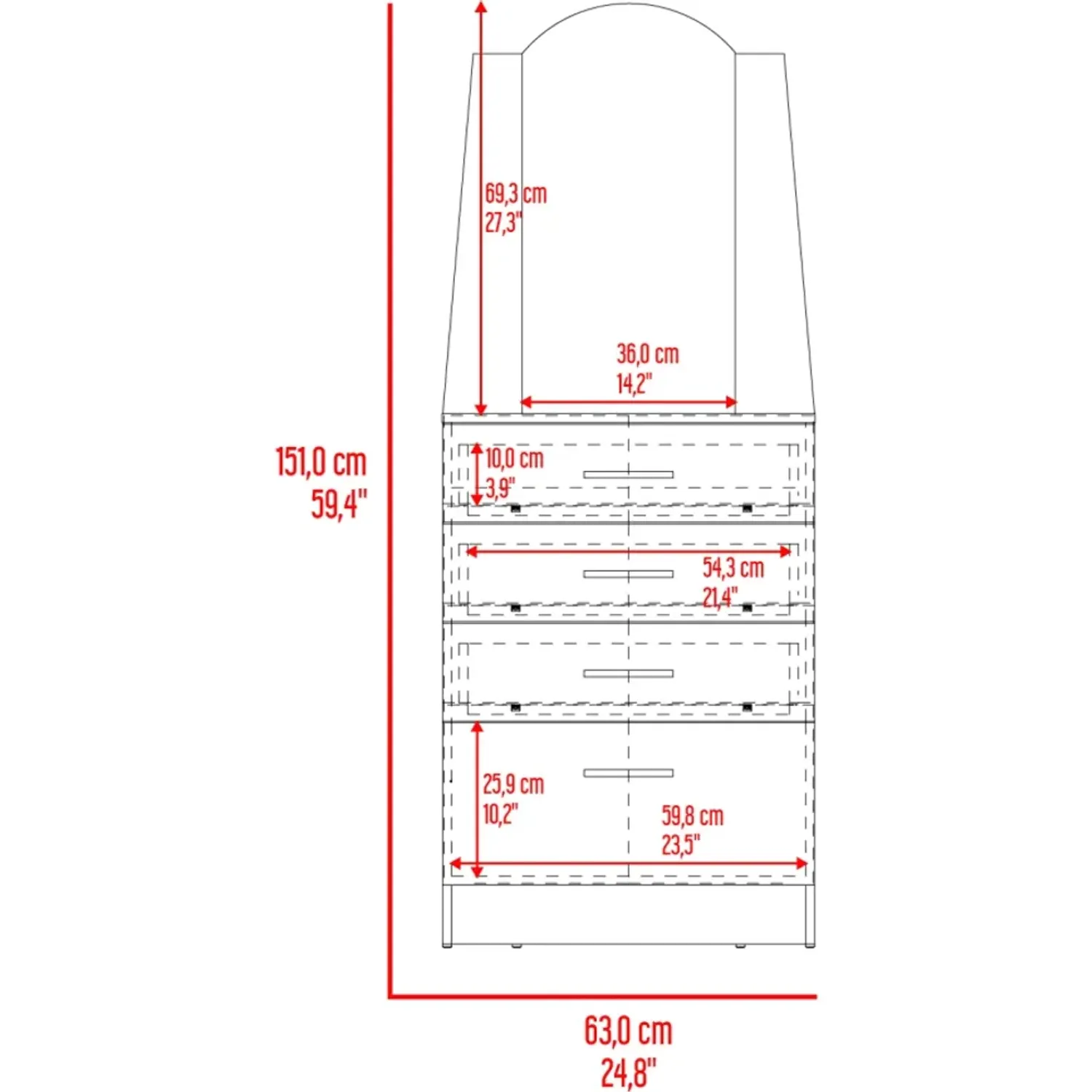 Cómoda Tuhome Praga 3 Cajones 1 Puerta Abatible color wengue | Platanitos