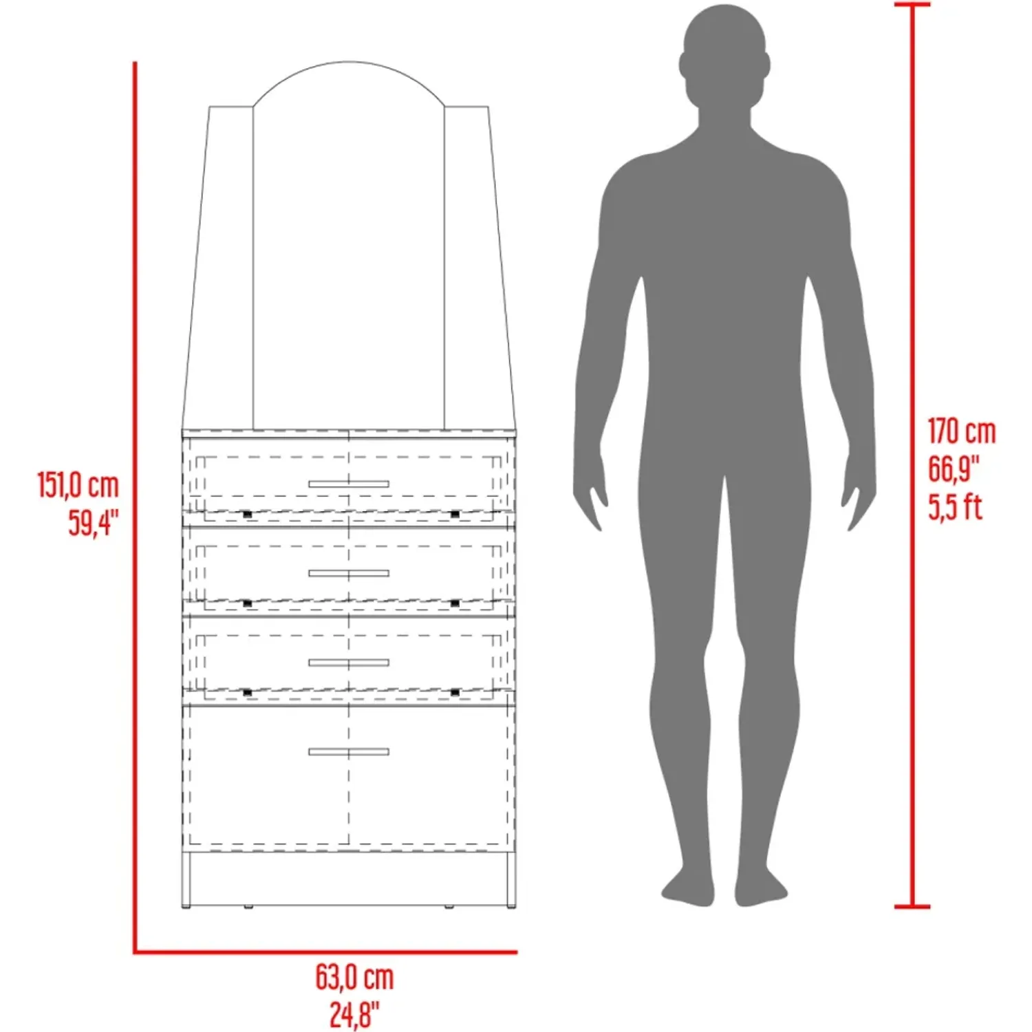 Cómoda Tuhome Praga 3 Cajones 1 Puerta Abatible color wengue | Platanitos