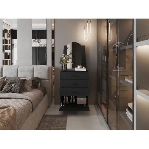 TUHOME Cómoda Praga 3 Cajones 1 Puerta Abatible