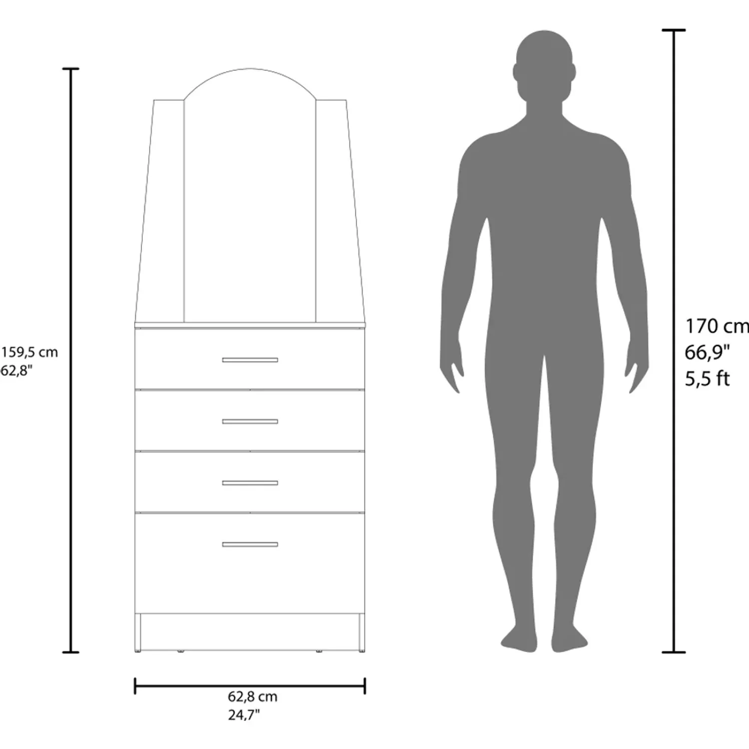 Cómoda Tuhome Praga 3 Cajones 1 Puerta Abatible color milan | Platanitos