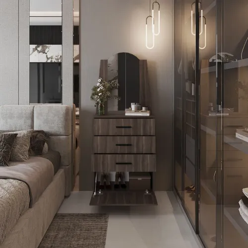 TUHOME Cómoda Praga 3 Cajones 1 Puerta Abatible