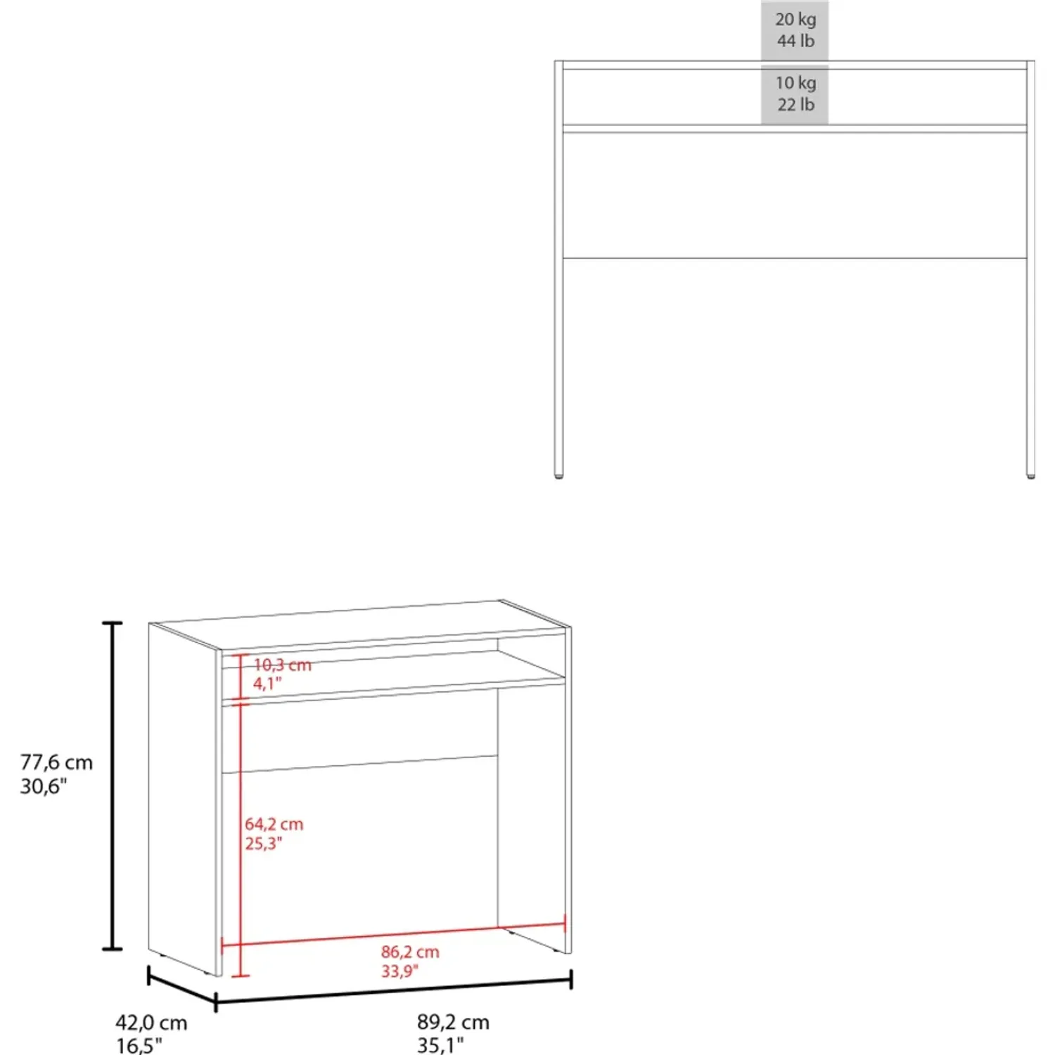 Escritorio Tuhome Recto Stella 77,6x89,2x42 Cm color cartagena | Platanitos