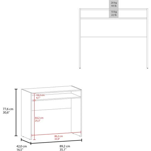 TUHOME Escritorio Recto Stella 77,6x89,2x42 Cm