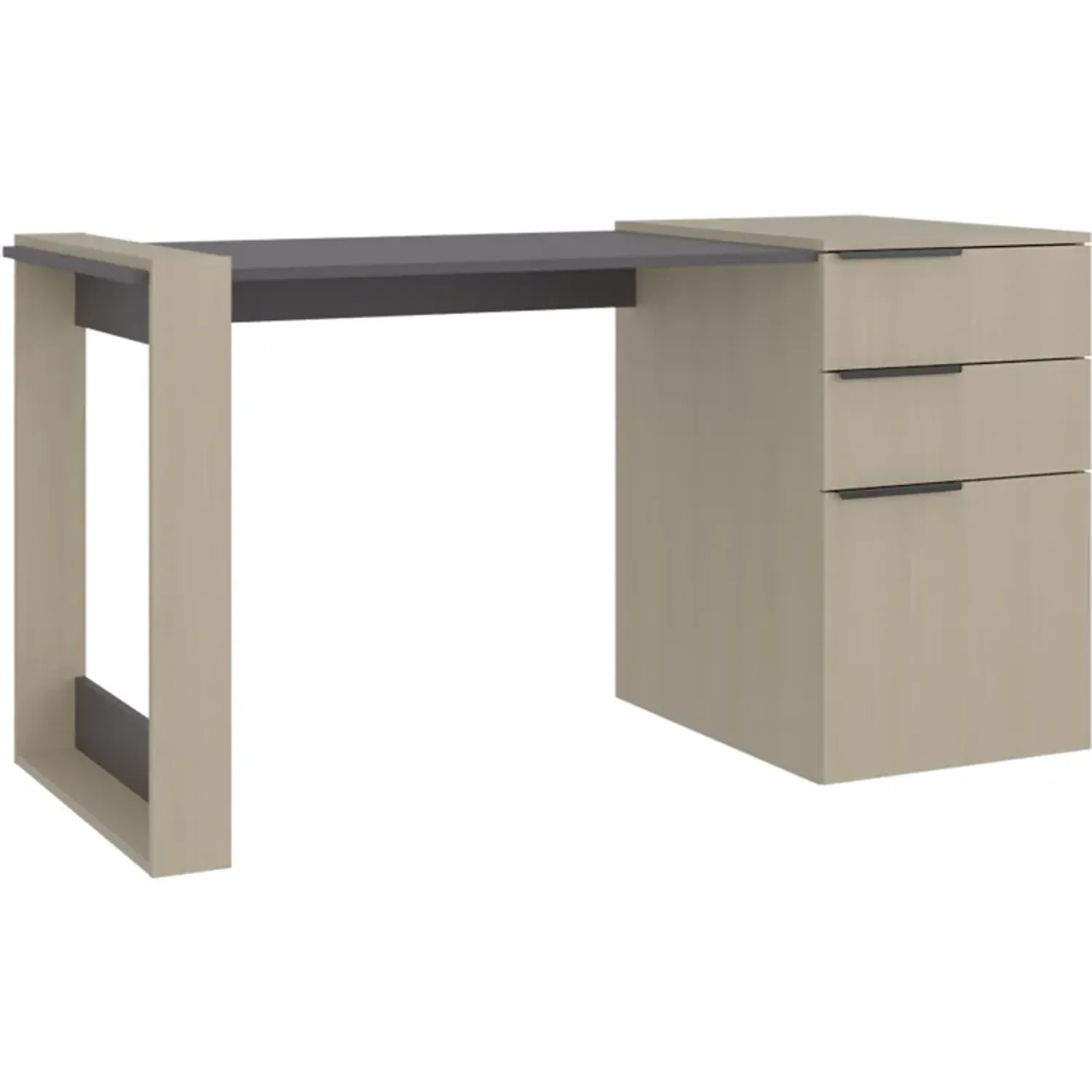 Escritorio Tuhome Recto 2 Cajones 1 Puerta Office 75,7x142x64,5 Cm color cartagena/plomo | Platanitos