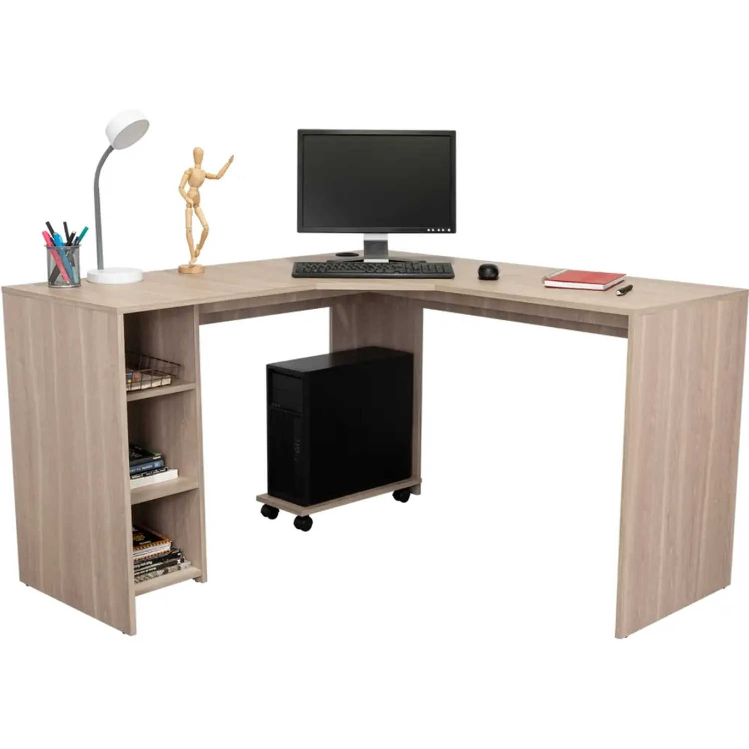 Escritorio Tuhome En L Y Modulo Torre Pc Baggio color bardolino | Platanitos