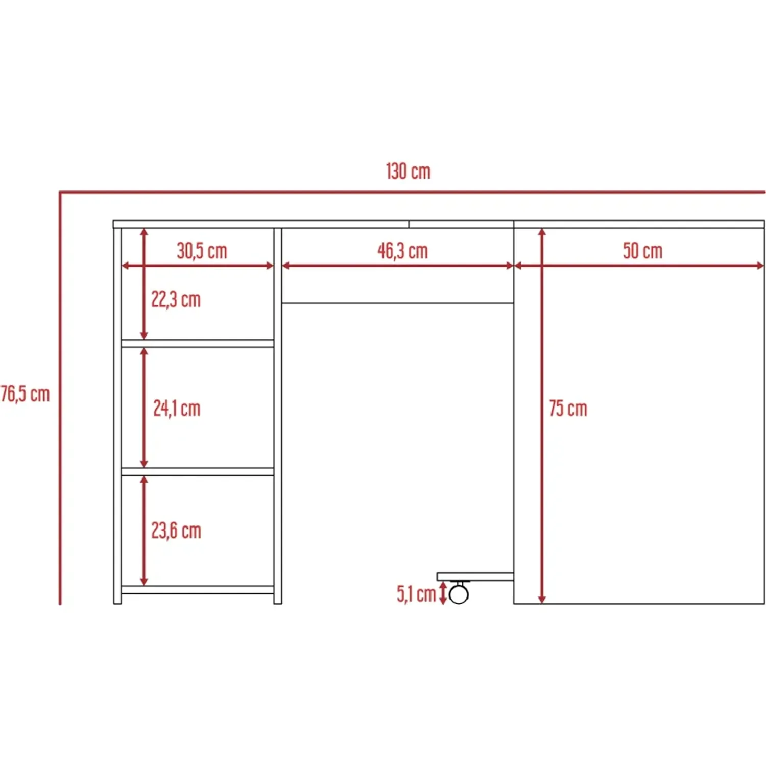 Escritorio Tuhome En L Y Modulo Torre Pc Baggio color bardolino | Platanitos