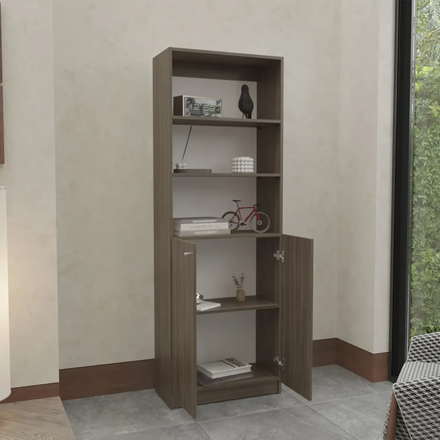 Estante Tuhome Home-E M4 2 Puertas 5 Niveles color milan/blanco | Platanitos