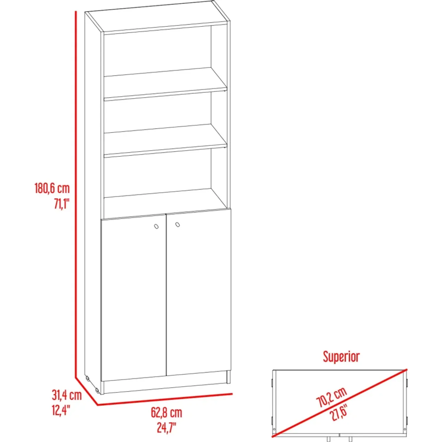 Estante Tuhome Home-E M4 2 Puertas 5 Niveles color milan/blanco | Platanitos