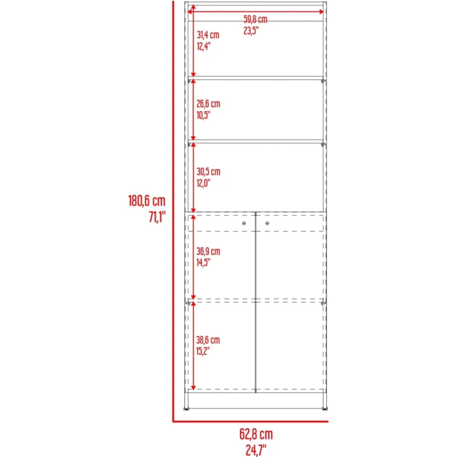 Estante Tuhome Home-E M4 2 Puertas 5 Niveles color milan/blanco | Platanitos