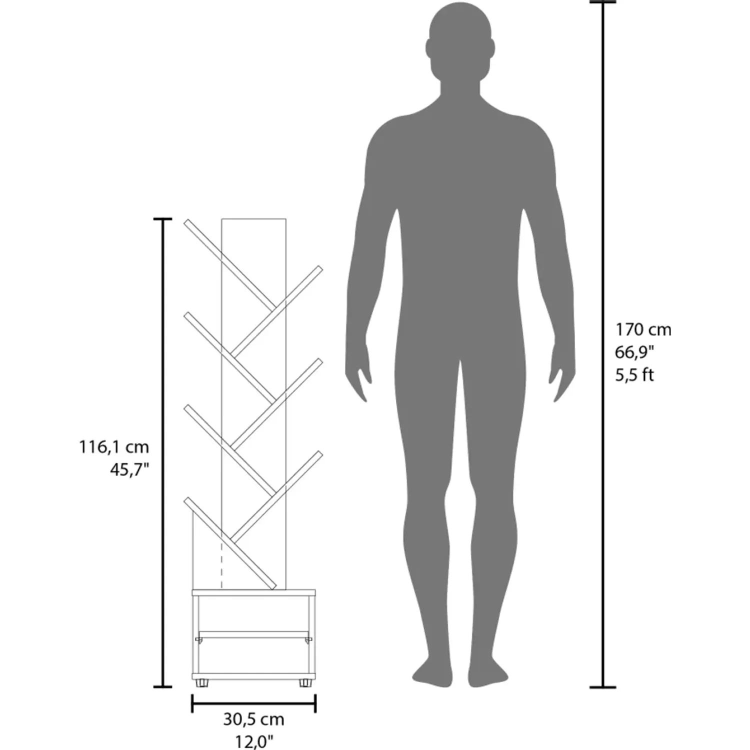Librero Tuhome 116,1x30,5x21 Cm Kingstree color wengue | Platanitos