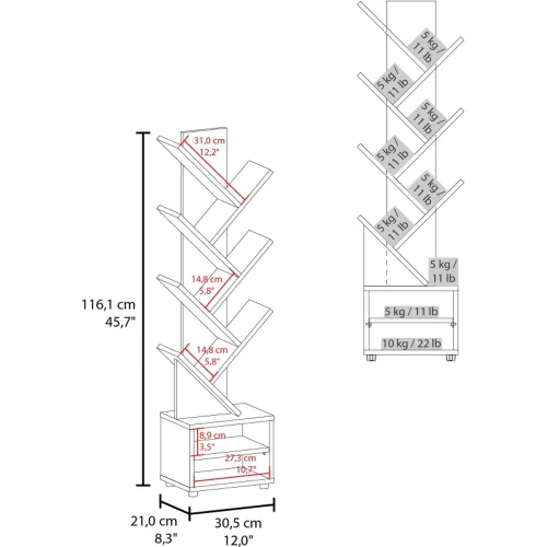 TUHOME Librero 116,1x30,5x21 Cm Kingstree