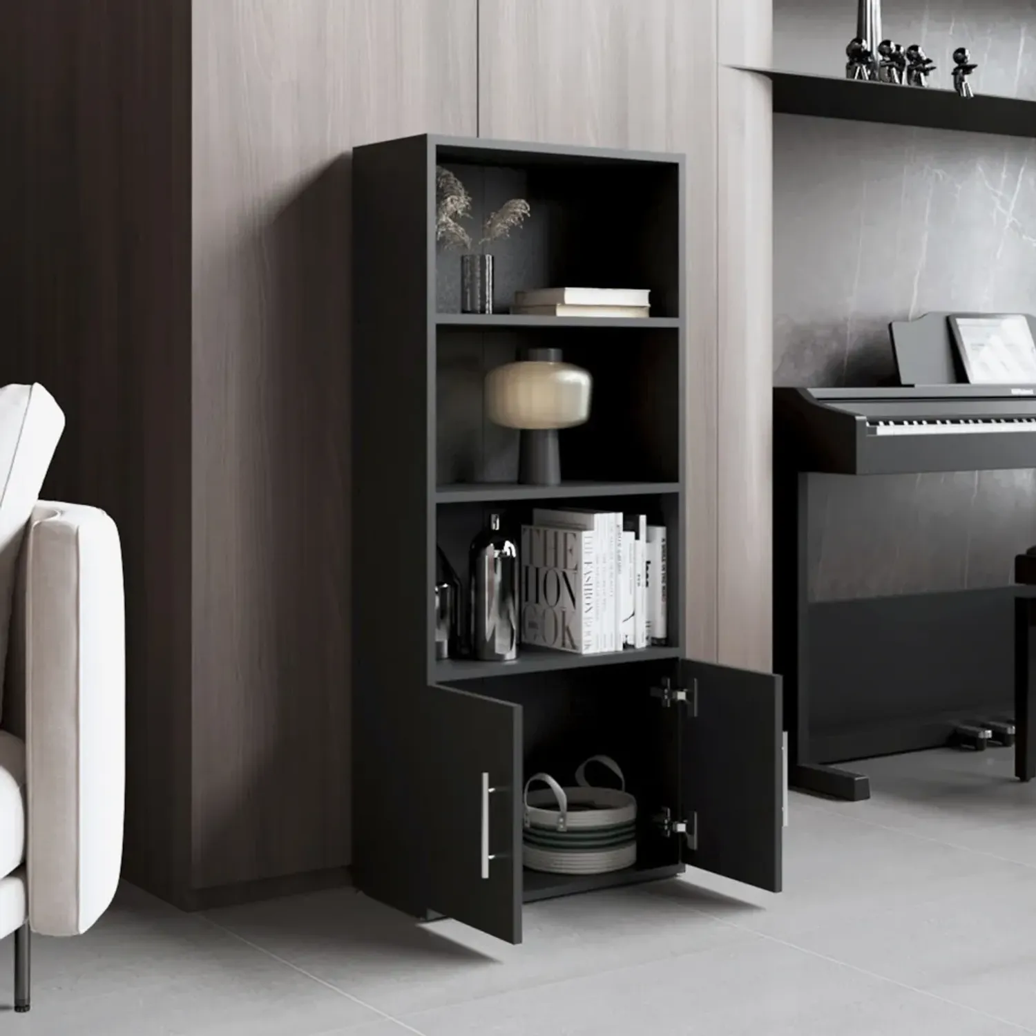 Biblioteca Tuhome Eco Joy 2 Puertas 4 Niveles color wengue | Platanitos