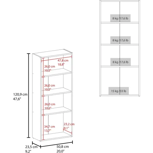 TUHOME Biblioteca Eco Joy 2 Puertas 4 Niveles