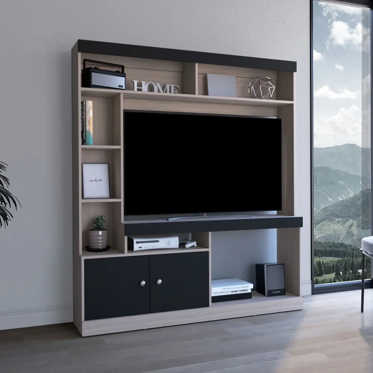 Estante Tuhome Tv 65 2 Puertas Dante Bardolino Y Wengue 180,6x180x30,3 Cm color bardolino / wengue | Platanitos