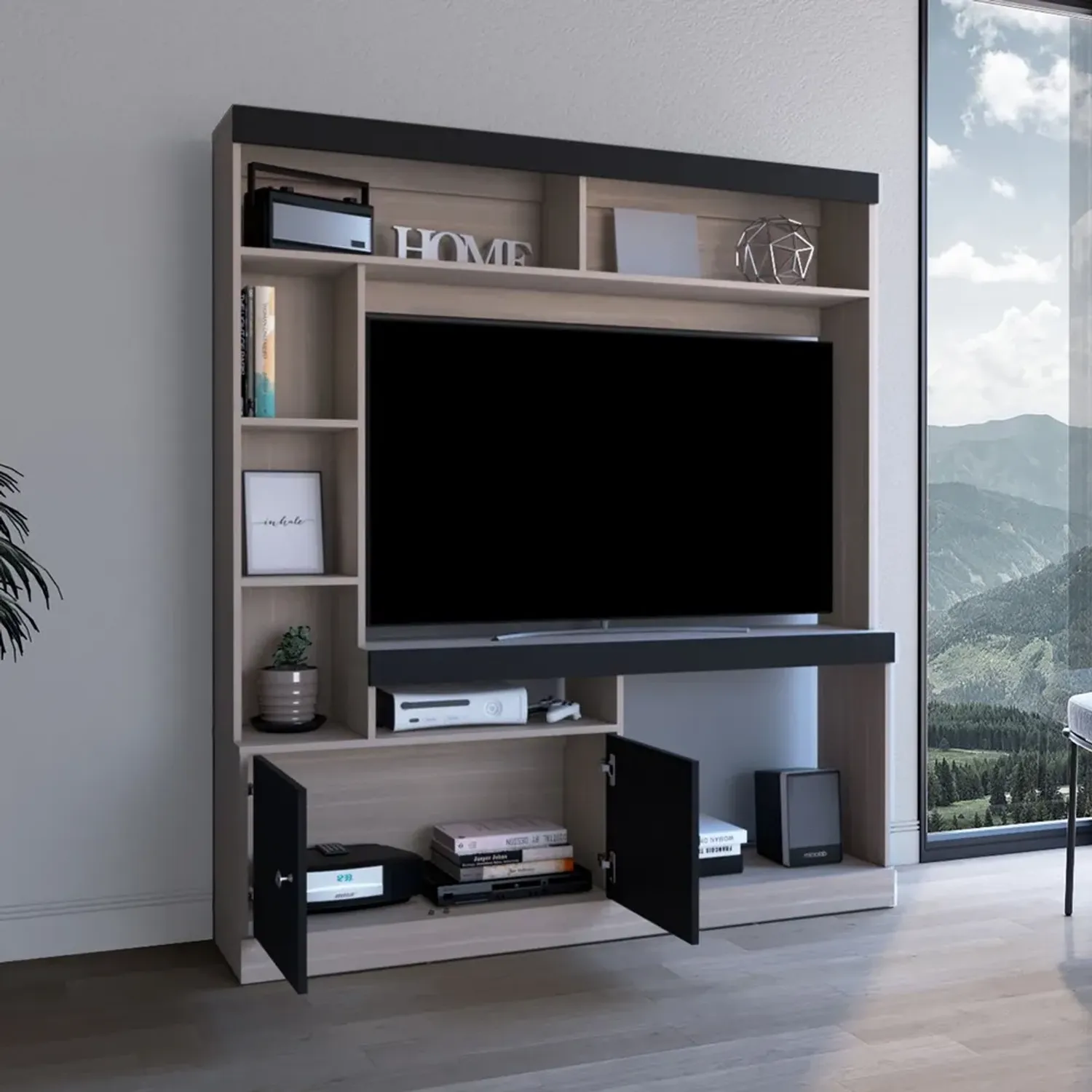 Estante Tuhome Tv 65 2 Puertas Dante Bardolino Y Wengue 180,6x180x30,3 Cm color bardolino / wengue | Platanitos