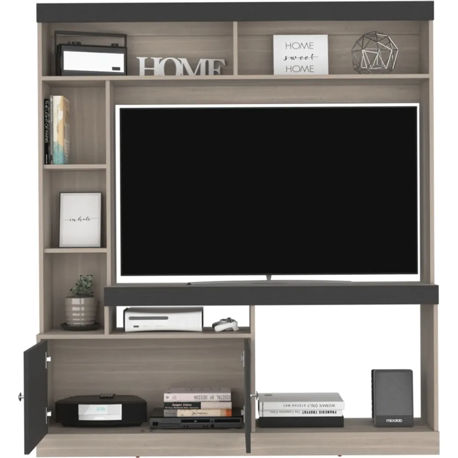 Estante Tuhome Tv 65 2 Puertas Dante Bardolino Y Wengue 180,6x180x30,3 Cm color bardolino / wengue | Platanitos