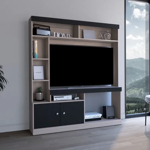 Estante Tuhome Tv 65 2 Puertas Dante Bardolino Y Wengue 180,6x180x30,3 Cm | Platanitos