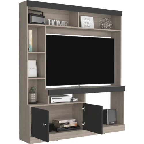 TUHOME Estante Tv 65 2 Puertas Dante Bardolino Y Wengue 180,6x180x30,3 Cm