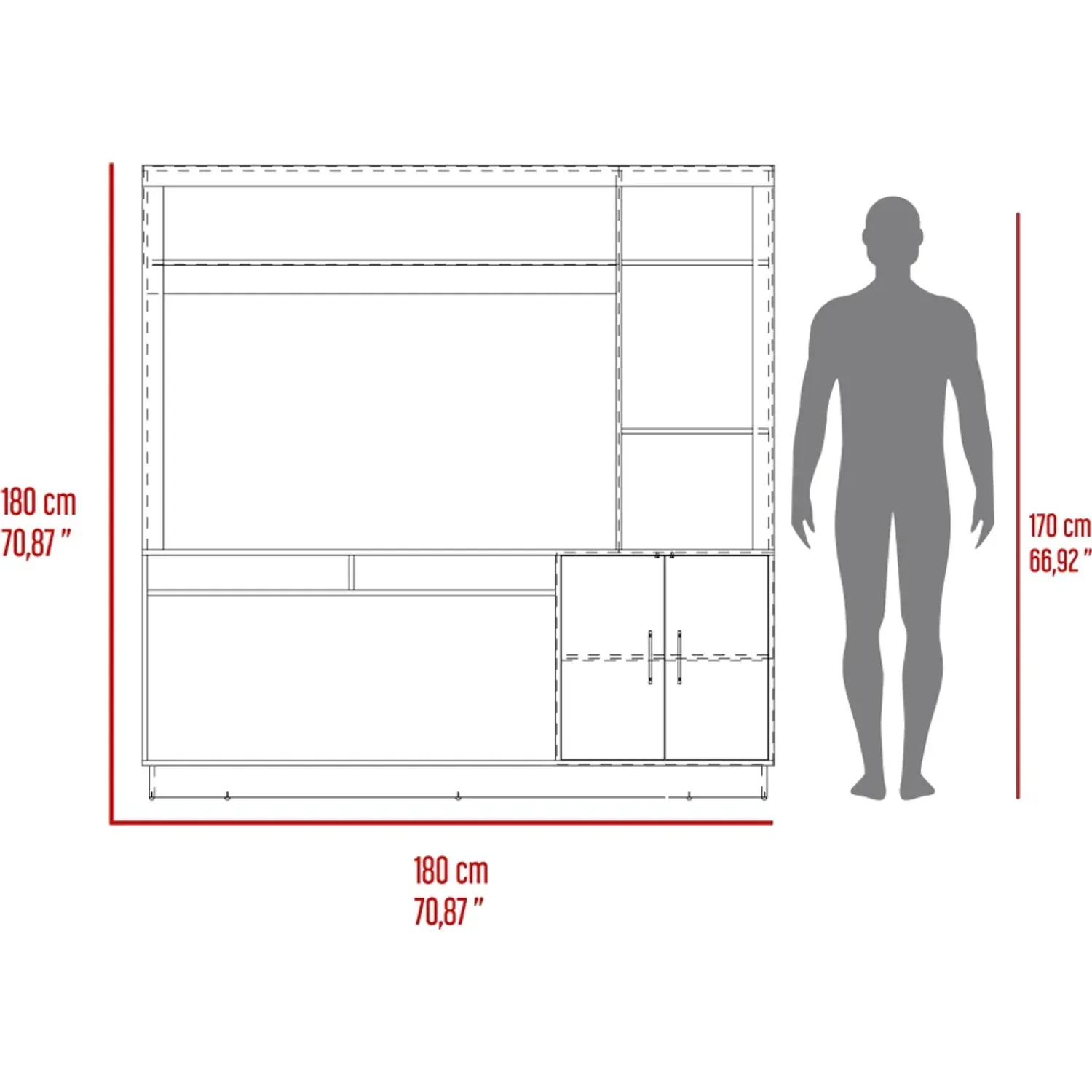 Estante Tuhome Tv 55 Cantabria 2 Puertas Fresno 180x180x40 Cm color fresno | Platanitos