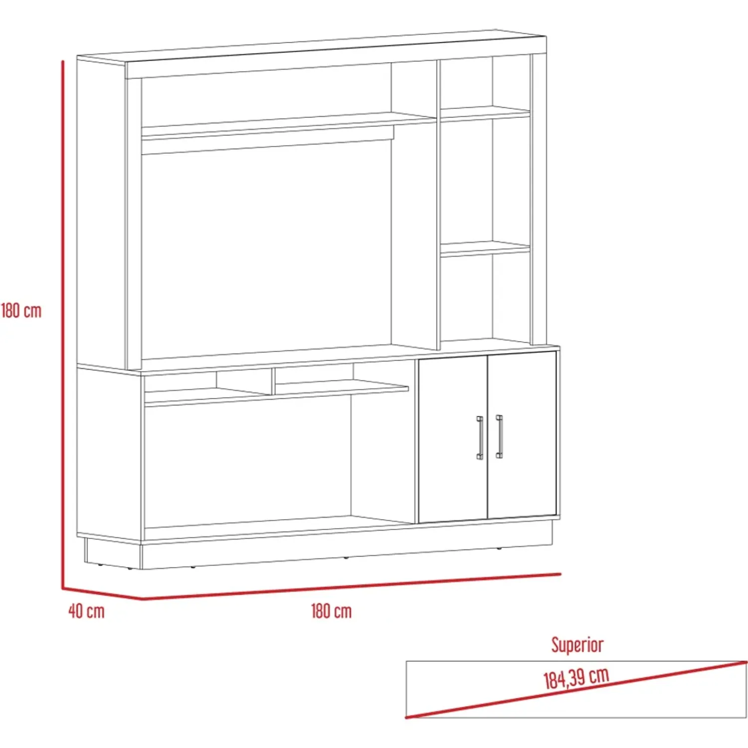 Estante Tuhome Tv 55 Cantabria 2 Puertas Fresno 180x180x40 Cm color fresno | Platanitos