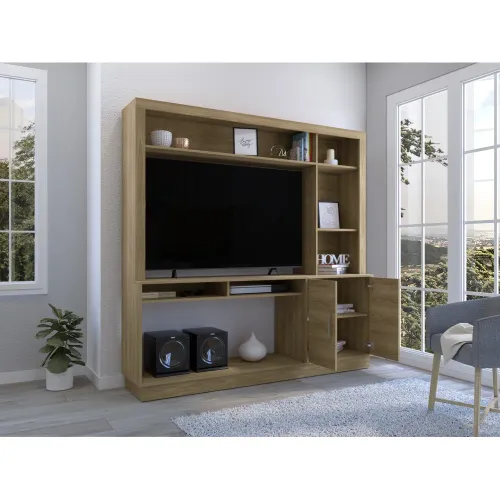 TUHOME Estante Tv 55 Cantabria 2 Puertas Fresno 180x180x40 Cm