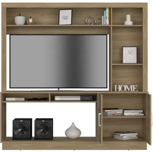 TUHOME Estante Tv 55 Cantabria 2 Puertas Fresno 180x180x40 Cm