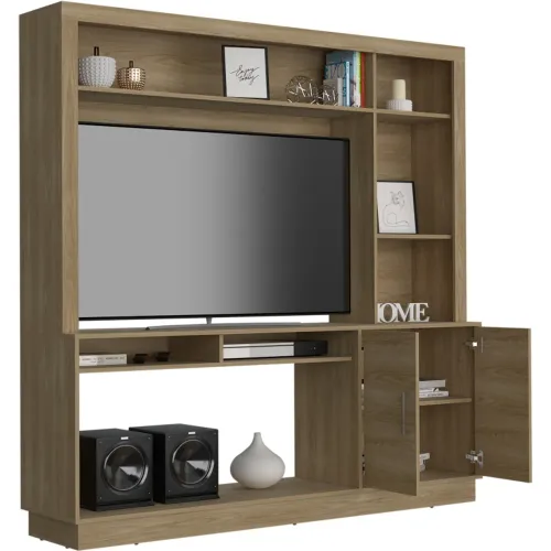 TUHOME Estante Tv 55 Cantabria 2 Puertas Fresno 180x180x40 Cm