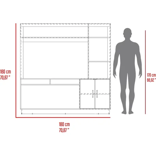 TUHOME Estante Tv 55 Cantabria 2 Puertas Fresno 180x180x40 Cm