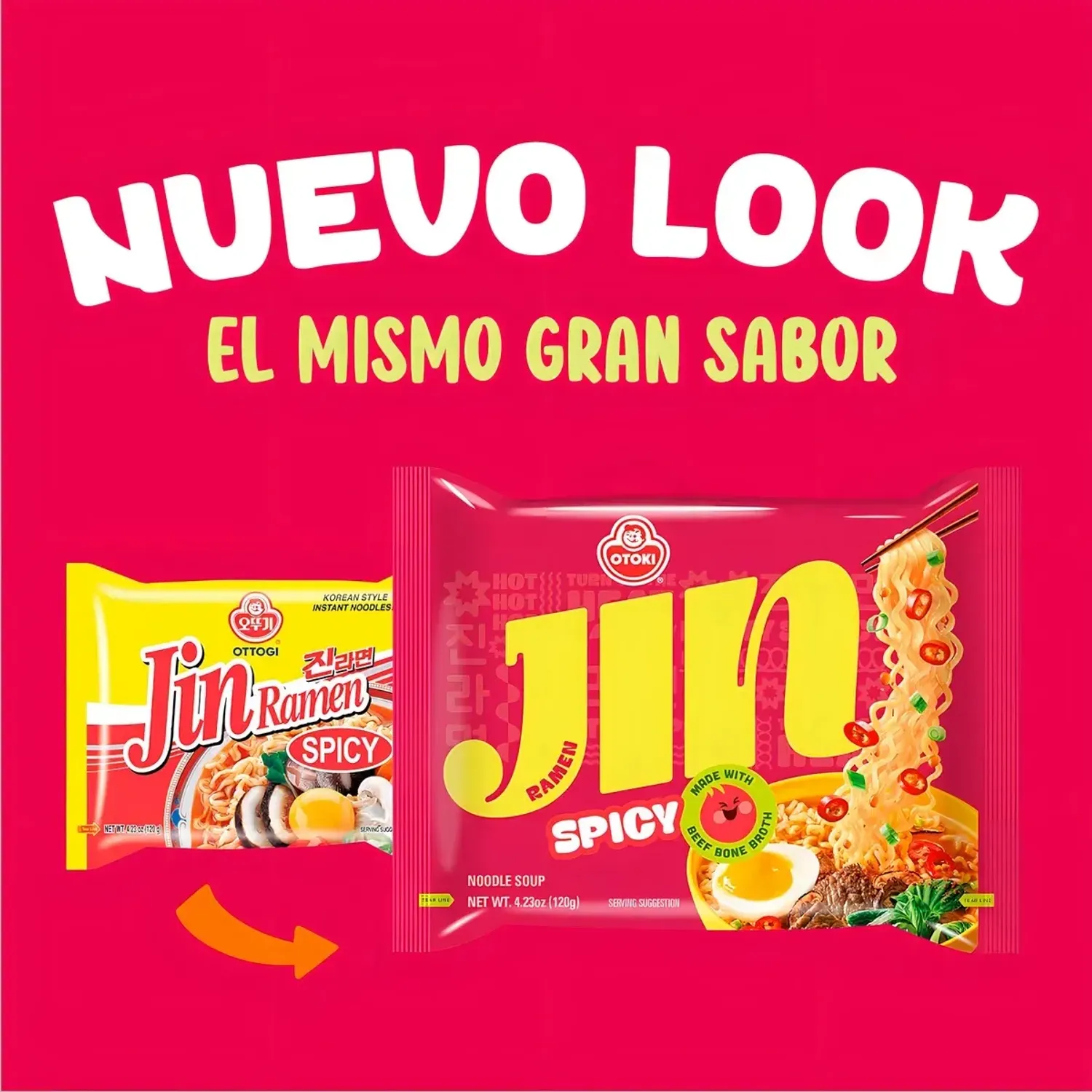 Jin Ottogi Ramyeon Hot X 120 Gr. color varios | Platanitos
