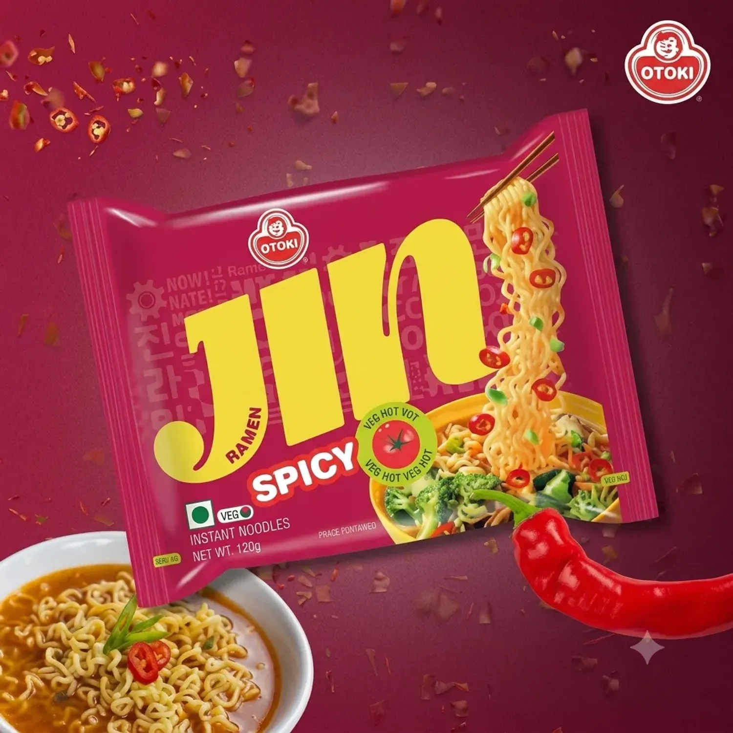 Jin Ottogi Ramyeon Hot X 120 Gr. color varios | Platanitos