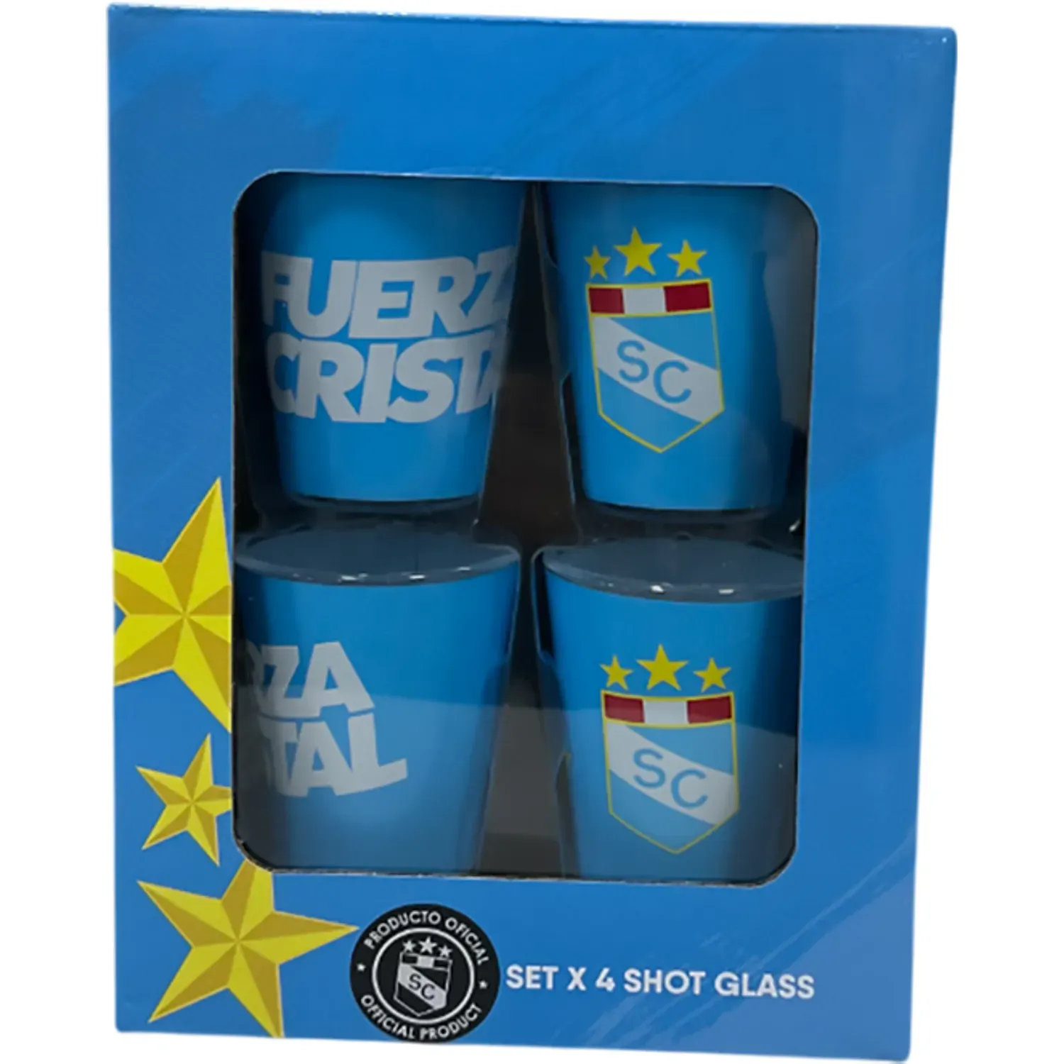 Set Sporting Cristal X 4 Vasos Shot Sporting Cristal color celeste | Platanitos