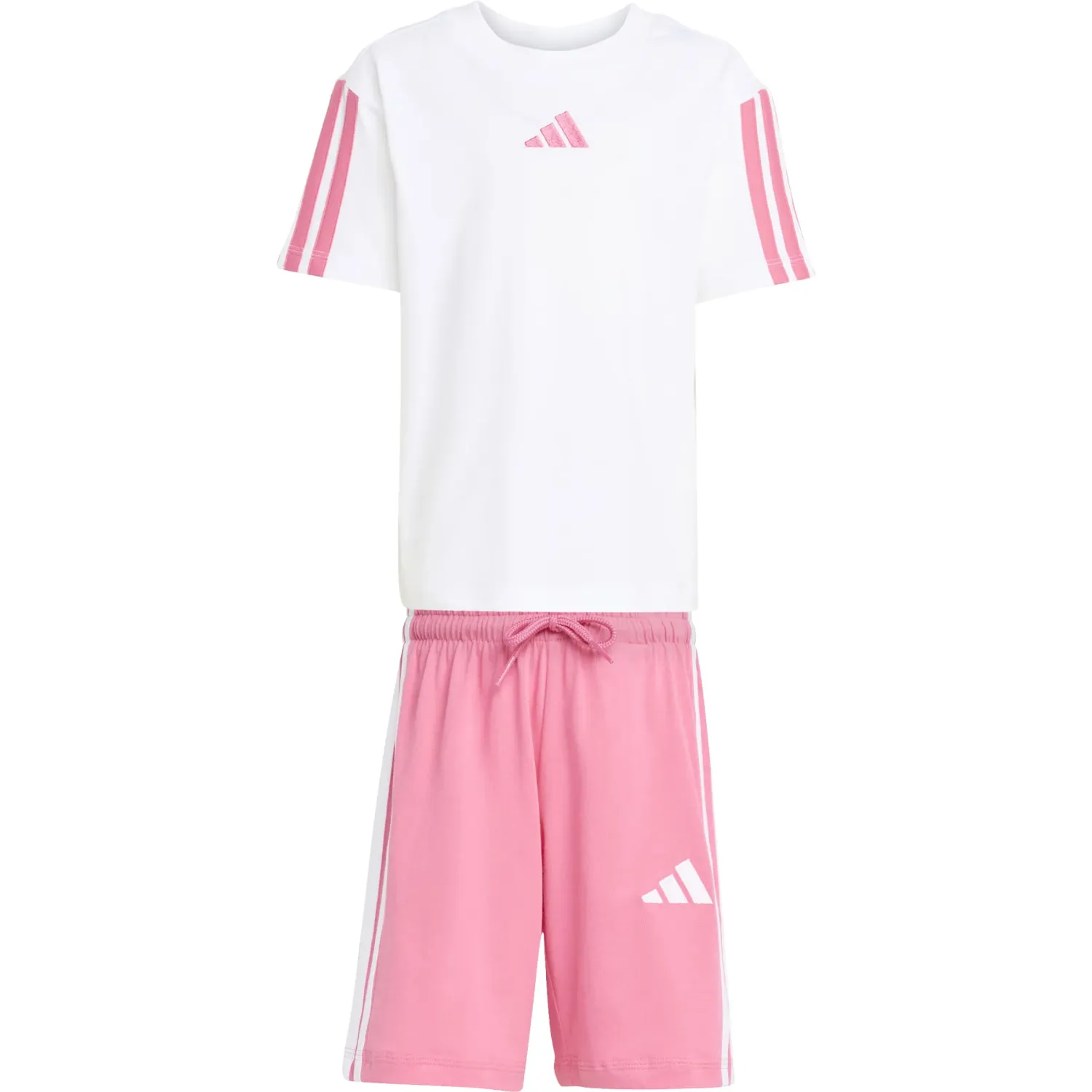 Conjunto Adidas Deportivo Niños Lk 3s T-Set 160 color blanco / rosado | Platanitos