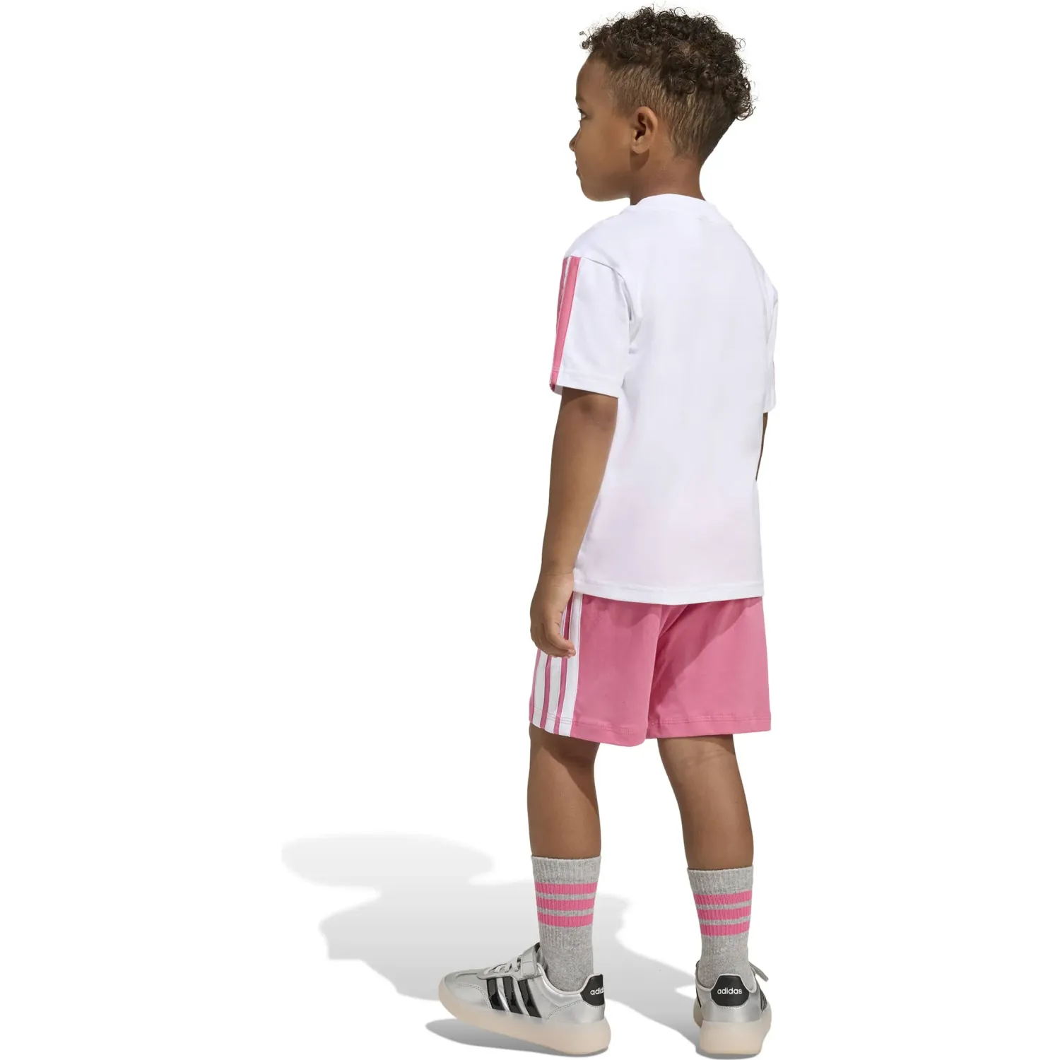 Conjunto Adidas Deportivo Niños Lk 3s T-Set 160 color blanco / rosado | Platanitos