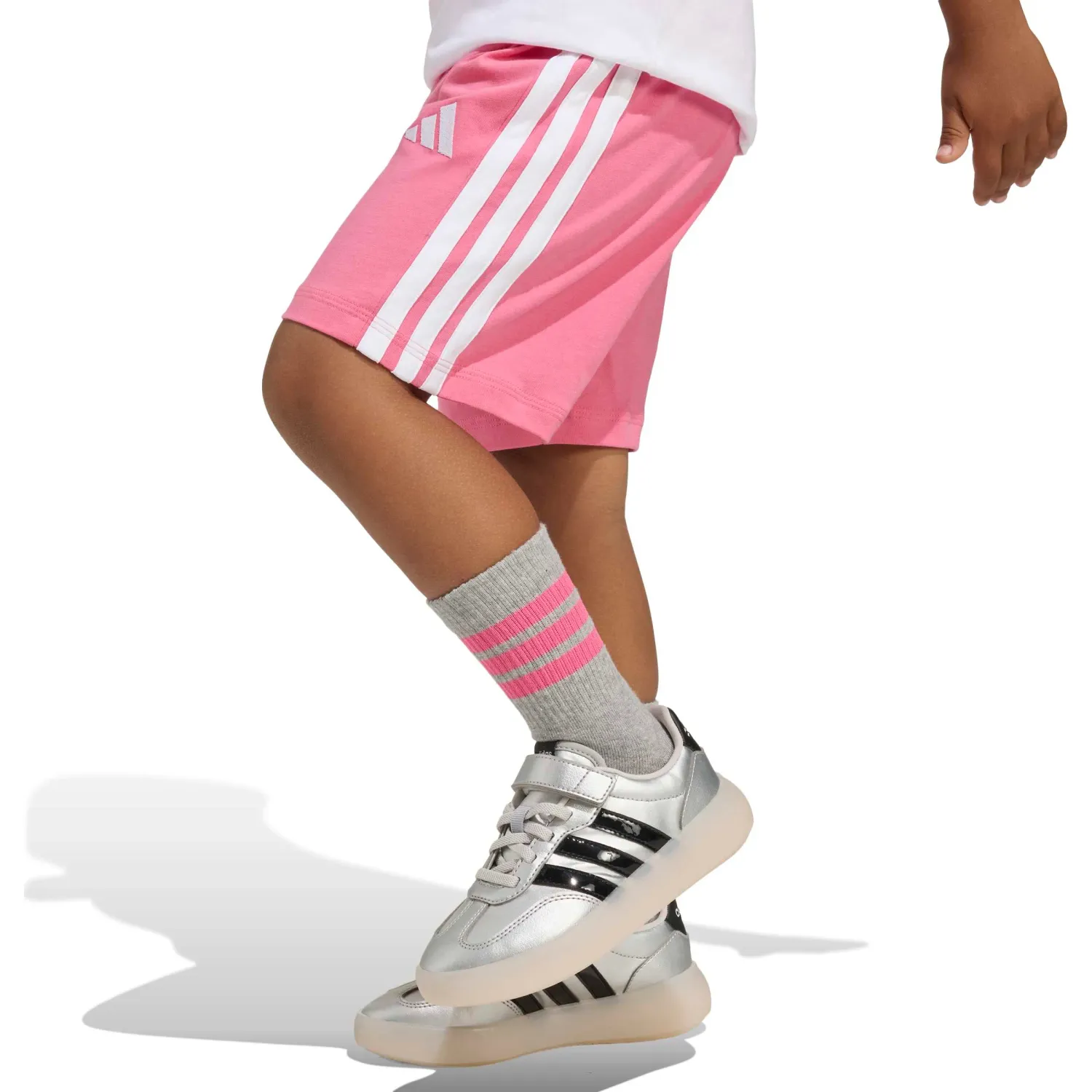 Conjunto Adidas Deportivo Niños Lk 3s T-Set 160 color blanco / rosado | Platanitos