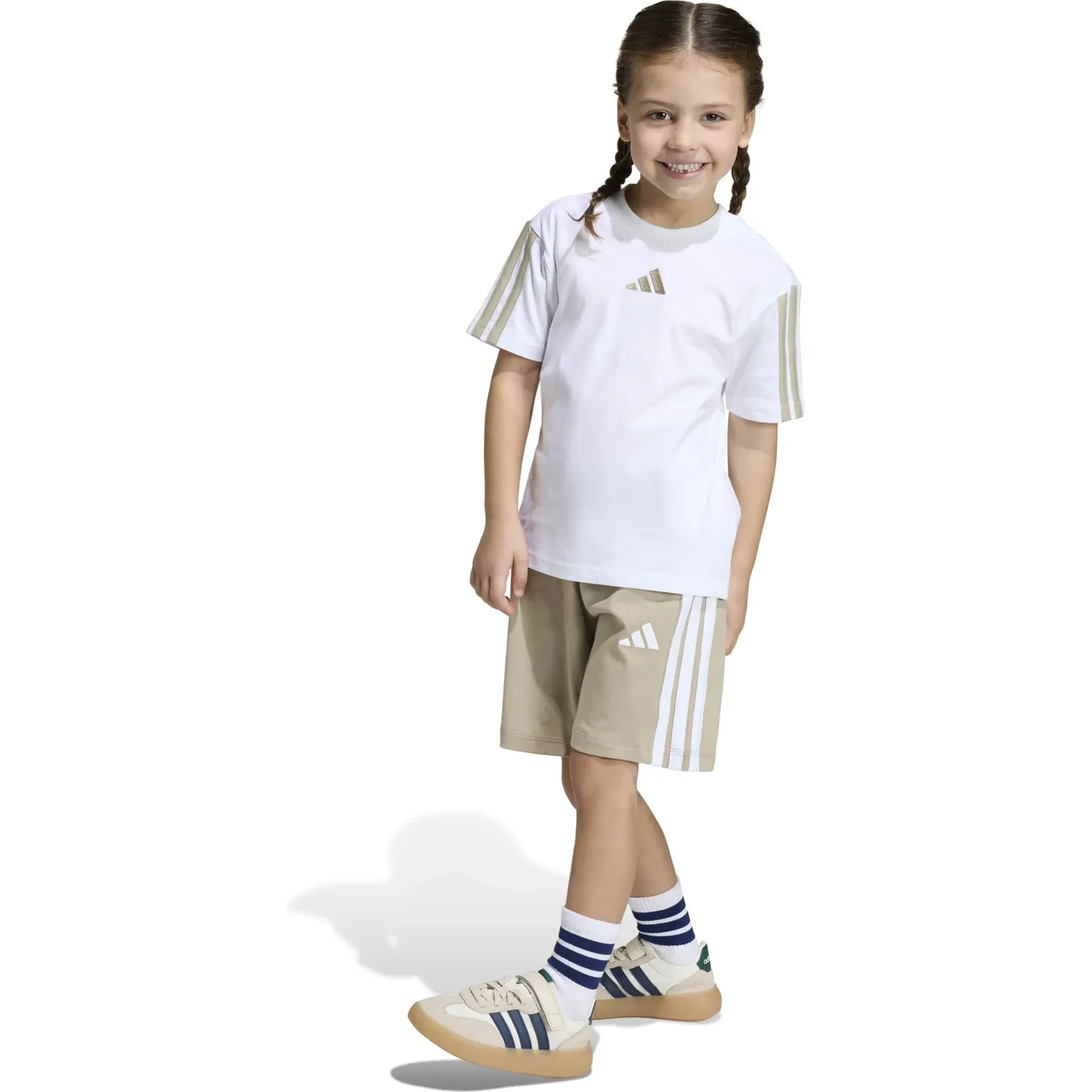 Conjunto Adidas Deportivo Niños Lk 3s T-Set 160 color blanco / verde | Platanitos