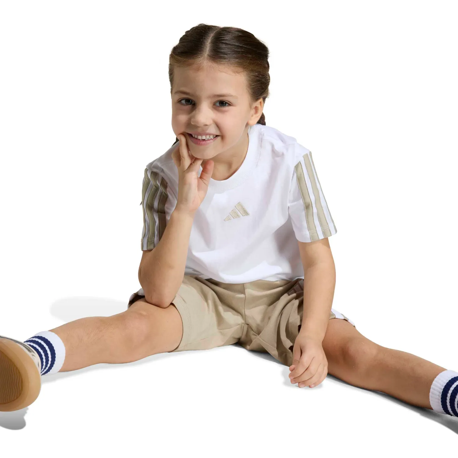 Conjunto Adidas Deportivo Niños Lk 3s T-Set 160 color blanco / verde | Platanitos