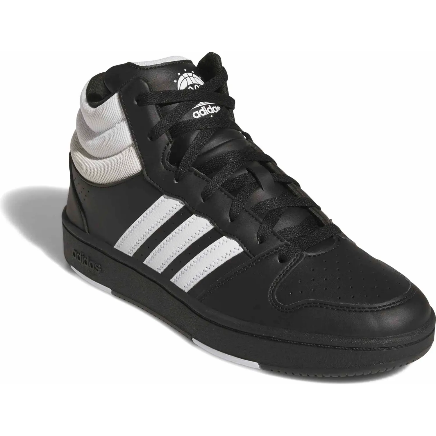Zapatillas Adidas Urbanas Unisex Hoops Mid Classic color negro / blanco | Platanitos