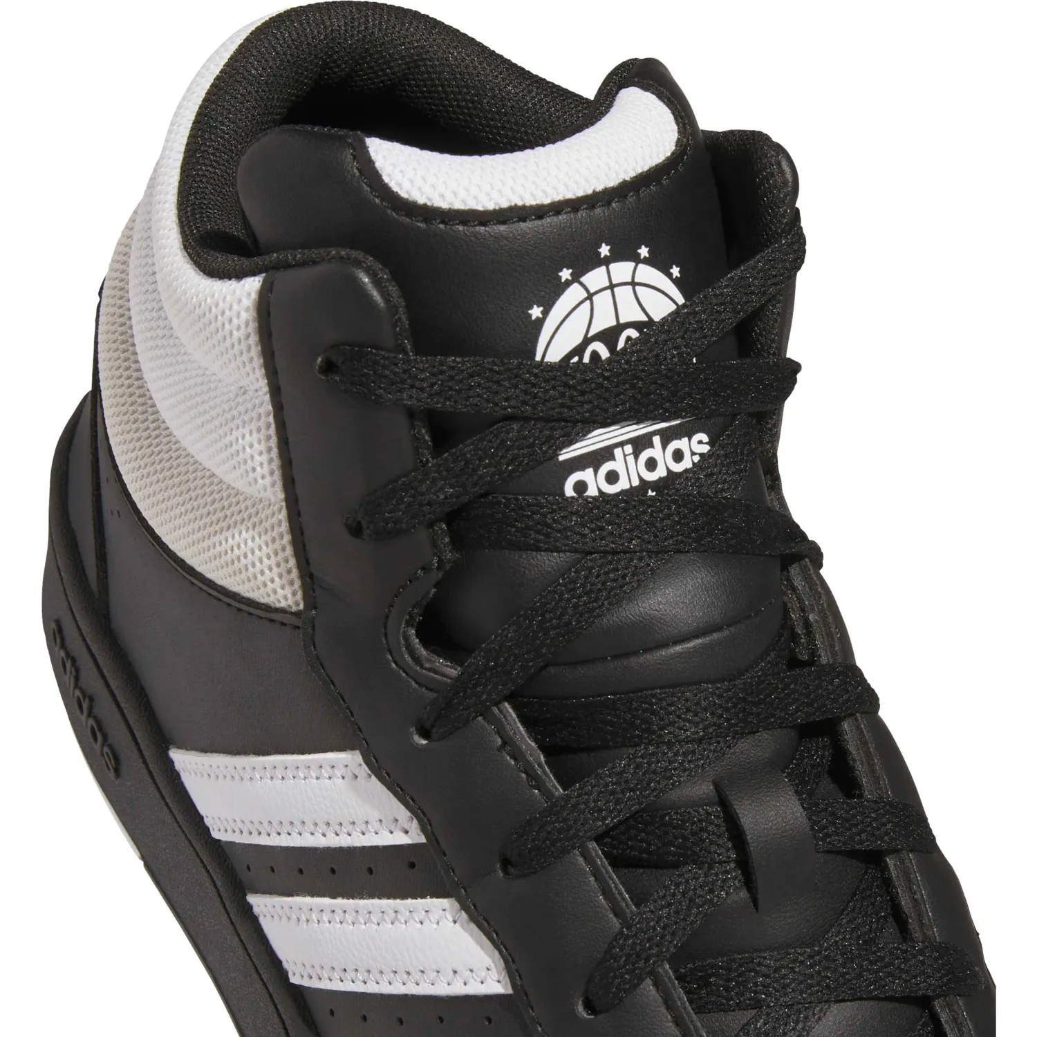 Zapatillas Adidas Urbanas Unisex Hoops Mid Classic color negro / blanco | Platanitos