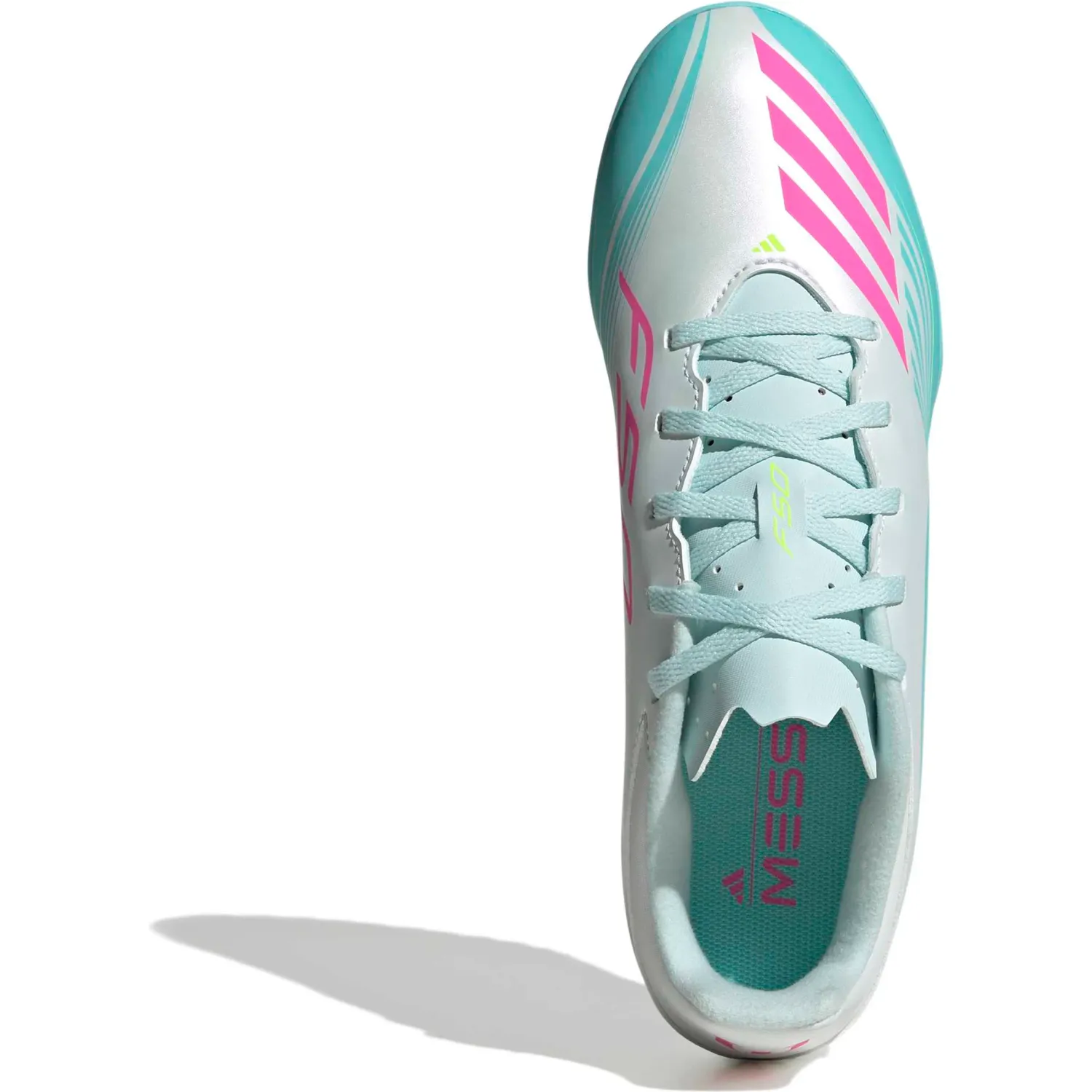 Zapatillas Adidas De Futbol Unisex F50 Messi Club Tf color turquesa / rosado | Platanitos