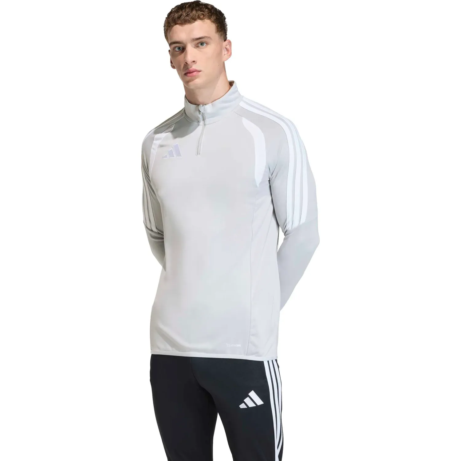 Polera Adidas Futbol Hombre Tiro26l Tr Top Climacool color gris / blanco | Platanitos