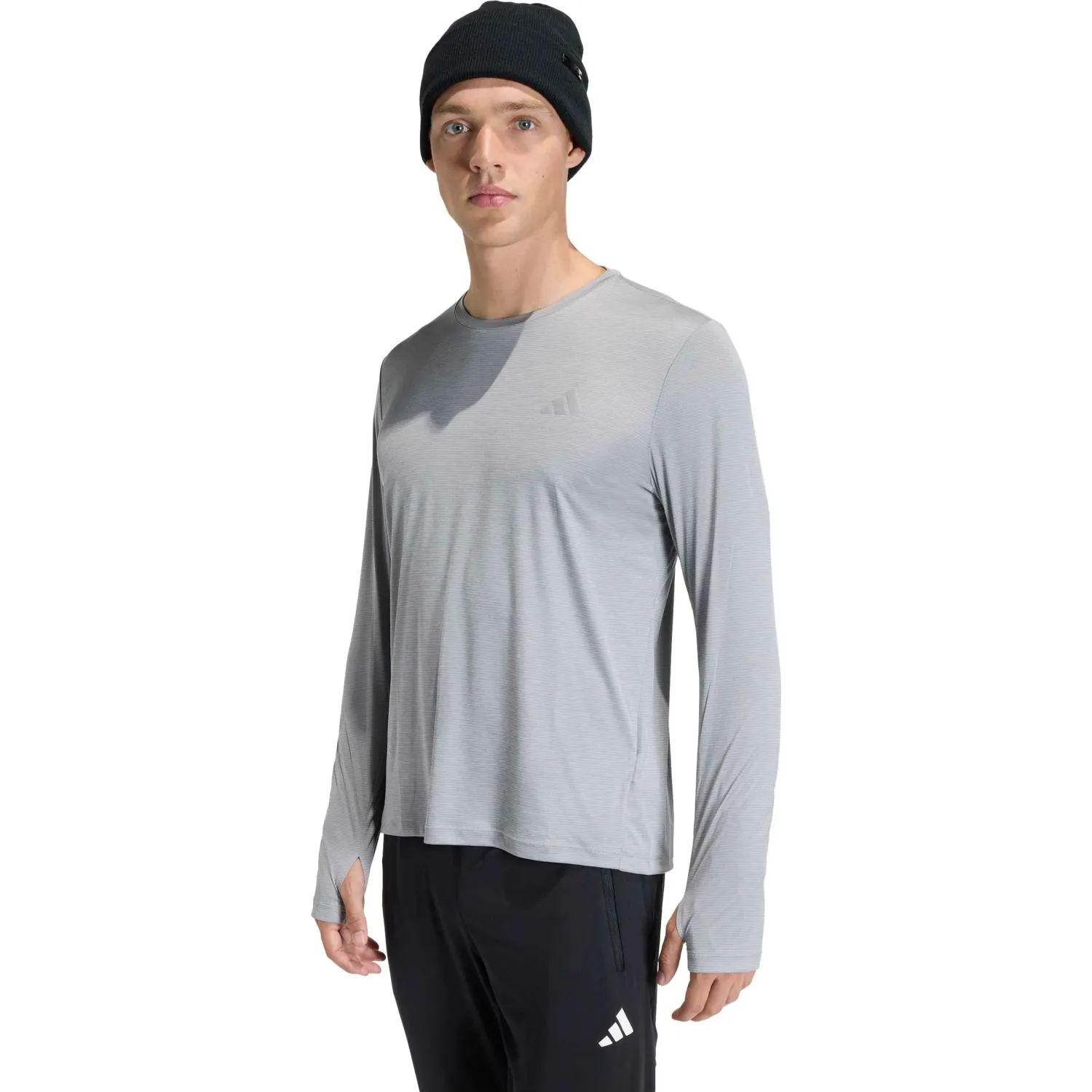 Polera Adidas Running Hombre Run Ess Ls M Climacool color gris | Platanitos