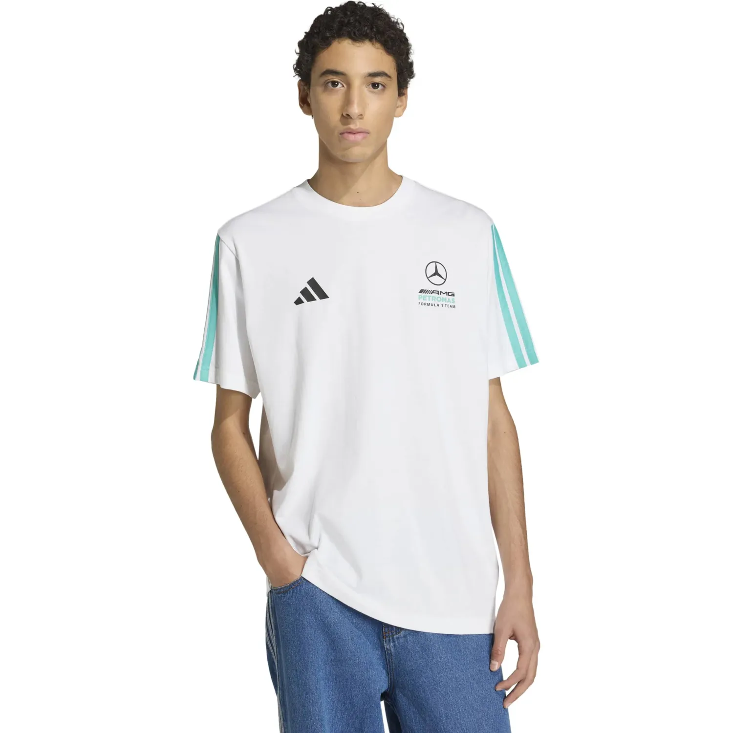 Polo Adidas Deportivo Hombre Mer Dna Tee M Motorsport color blanco / turquesa | Platanitos