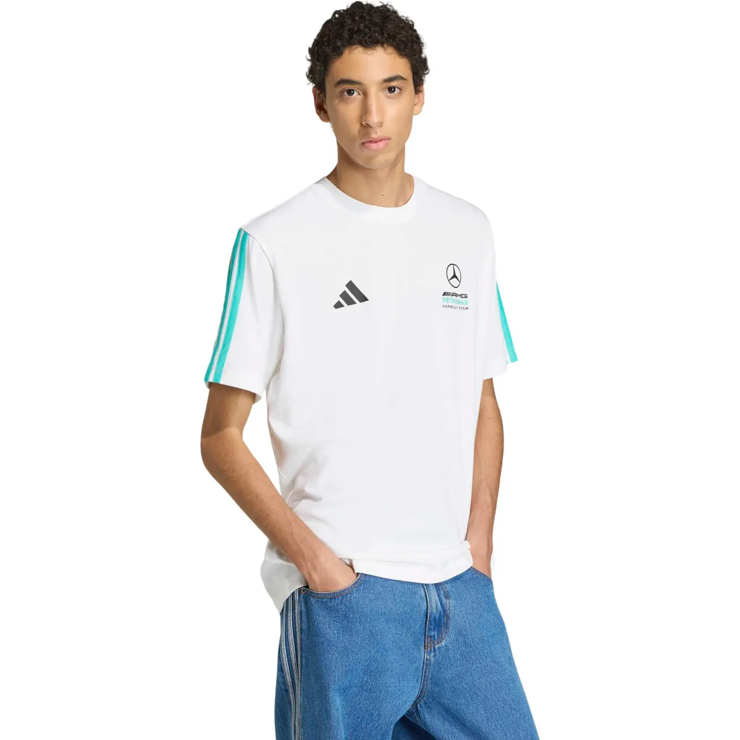Polo Adidas Deportivo Hombre Mer Dna Tee M Motorsport color blanco / turquesa | Platanitos