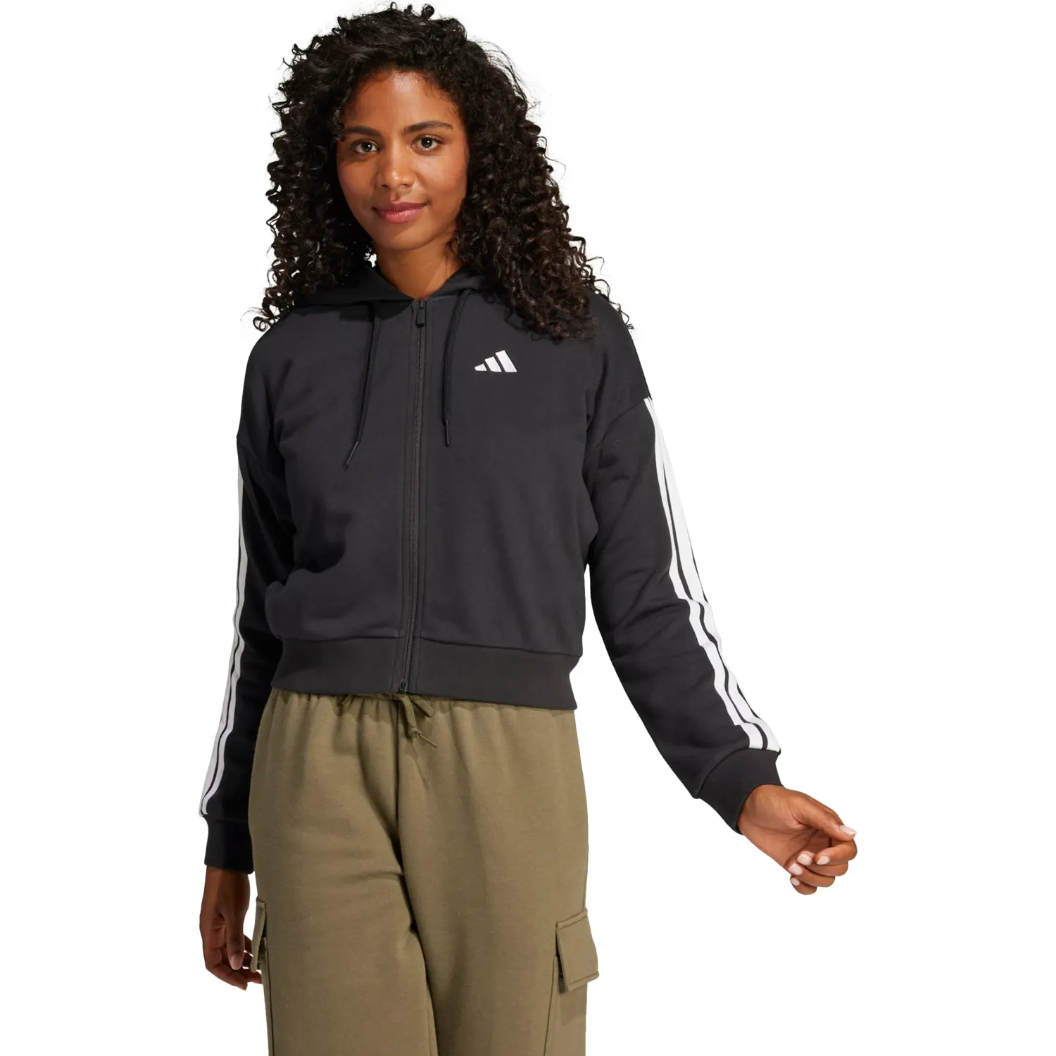Casaca Adidas Deportiva Mujer W 3s Ft Fz Hd color negro/gris | Platanitos